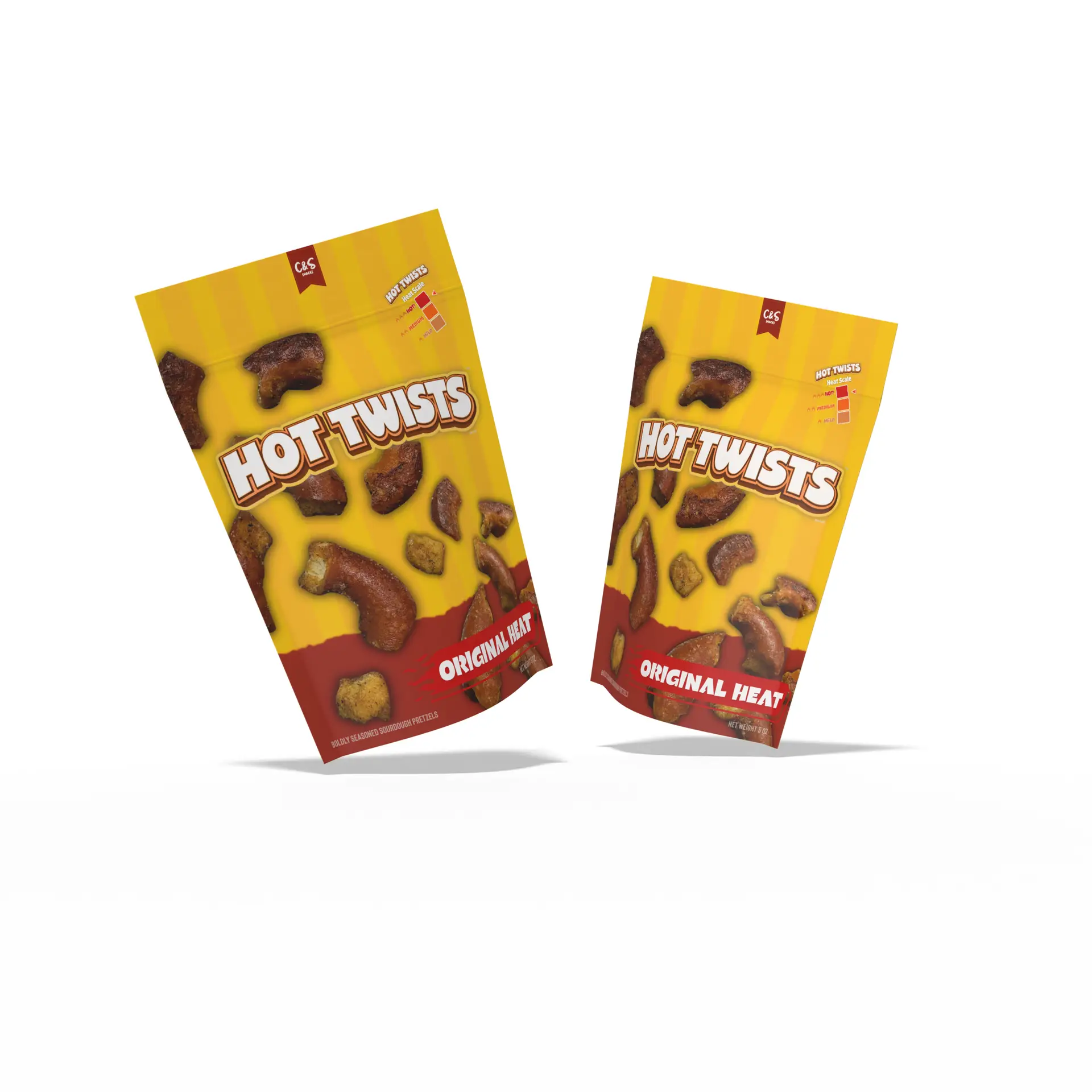 Hot Twists Original Heat Spicy Seasoned Sourdough Pretzels, 5 oz bag