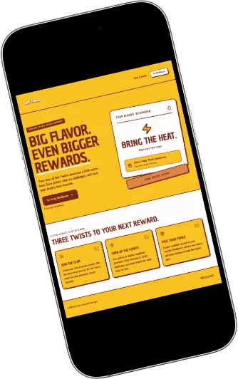 Hot Twists rewards app on a phone